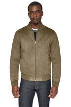 DKNY Faux Suede Bomber Jacket - Olive