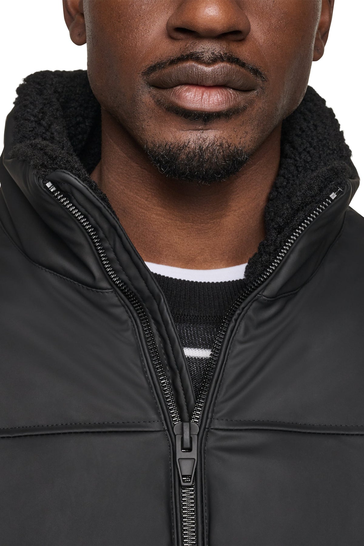 DKNY Men's Quilted Bomber Jacket - Black - View 6