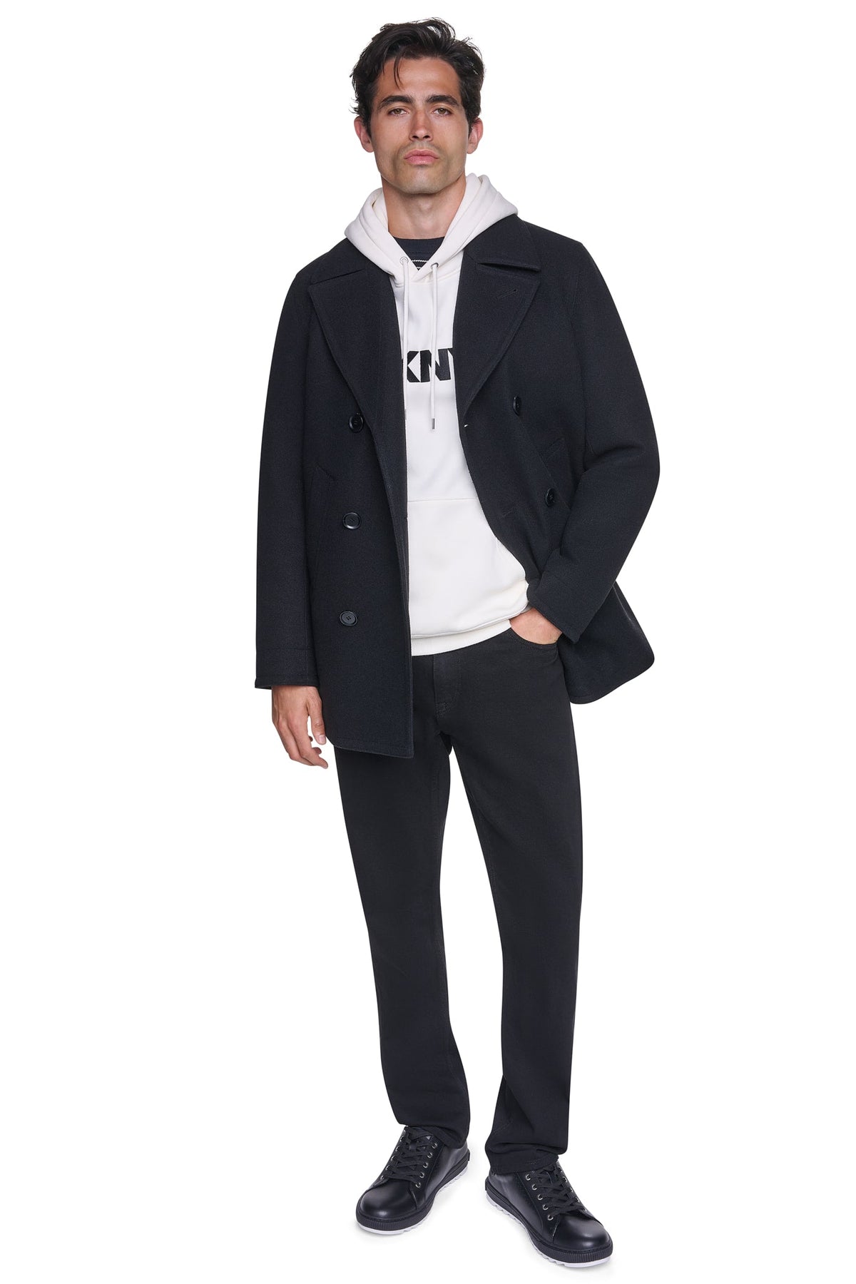 DKNY Men's Faux Wool Peacoat
