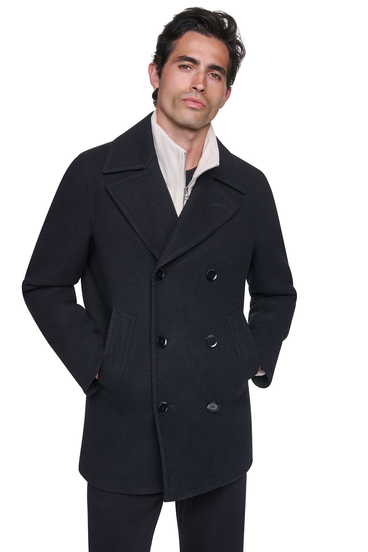 DKNY Men's Faux Wool Peacoat