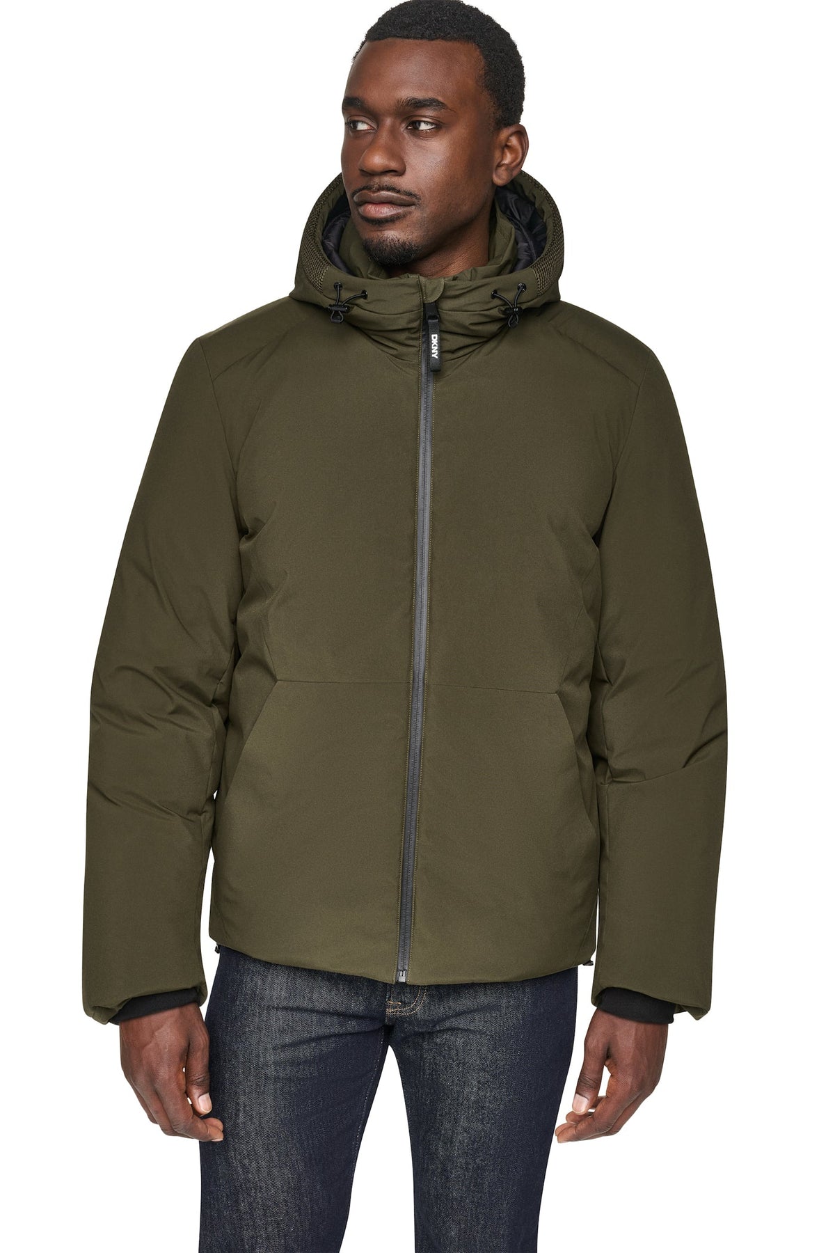 DKNY Hooded Puffer Jacket - Olive