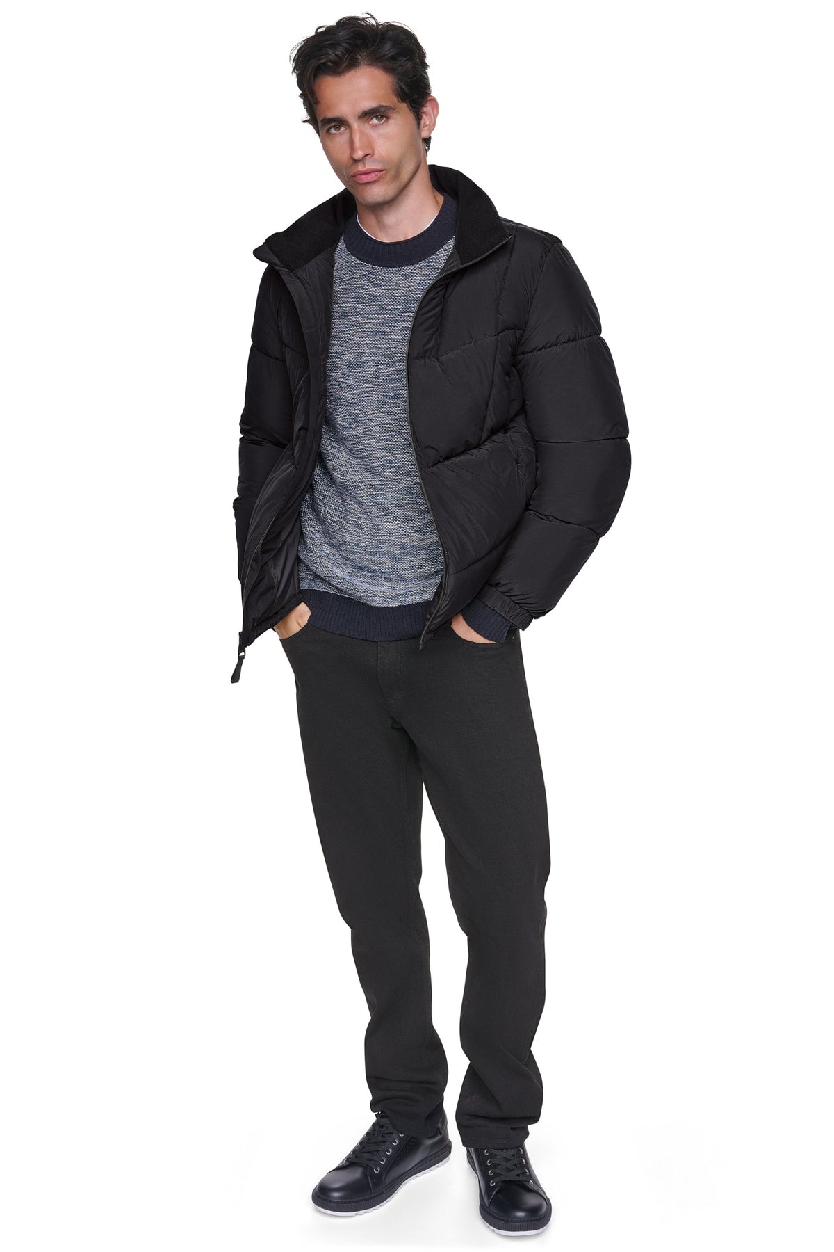 DKNY Men's Stretch Puffer Jacket Black
