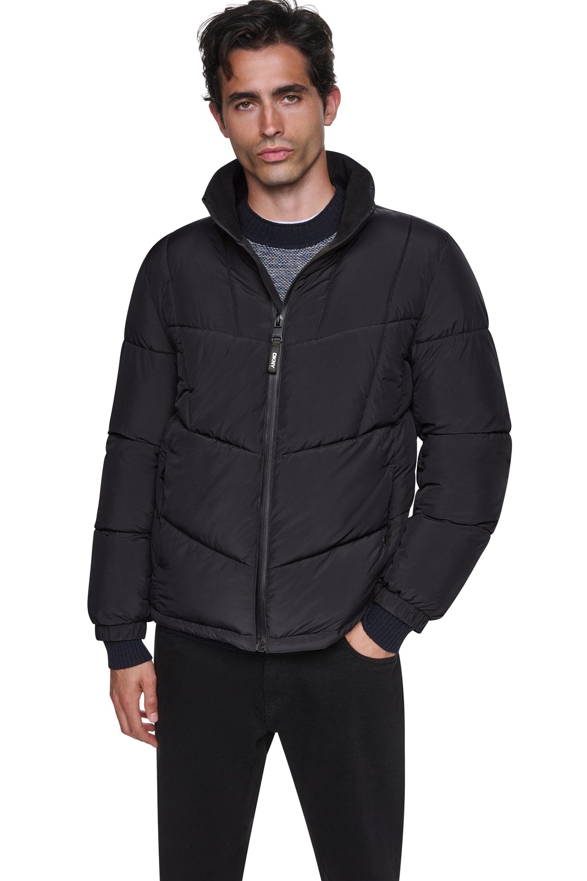 DKNY Men's Stretch Puffer Jacket Black
