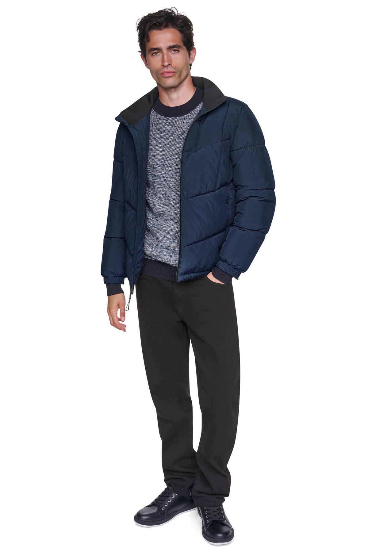 DKNY Men's Stretch Puffer Jacket Navy