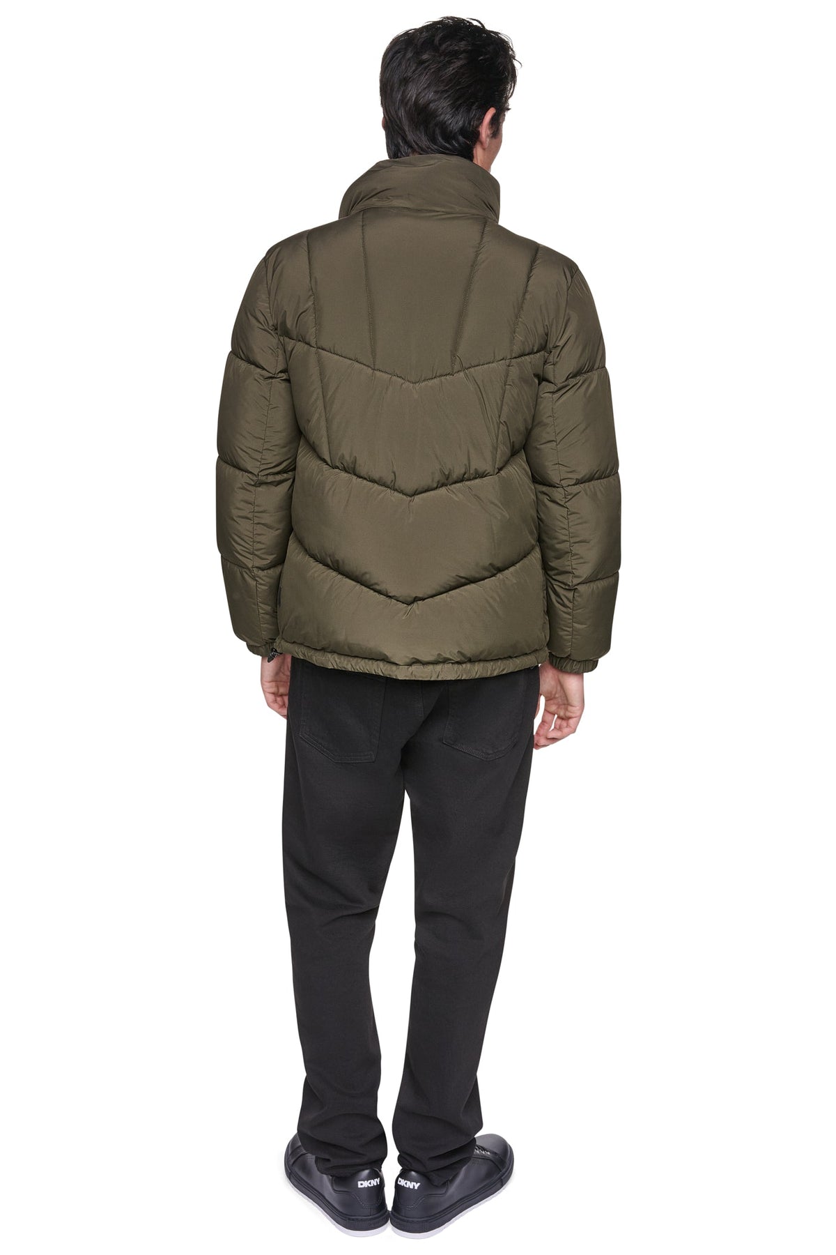 DKNY Men's Stretch Puffer Jacket Olive
