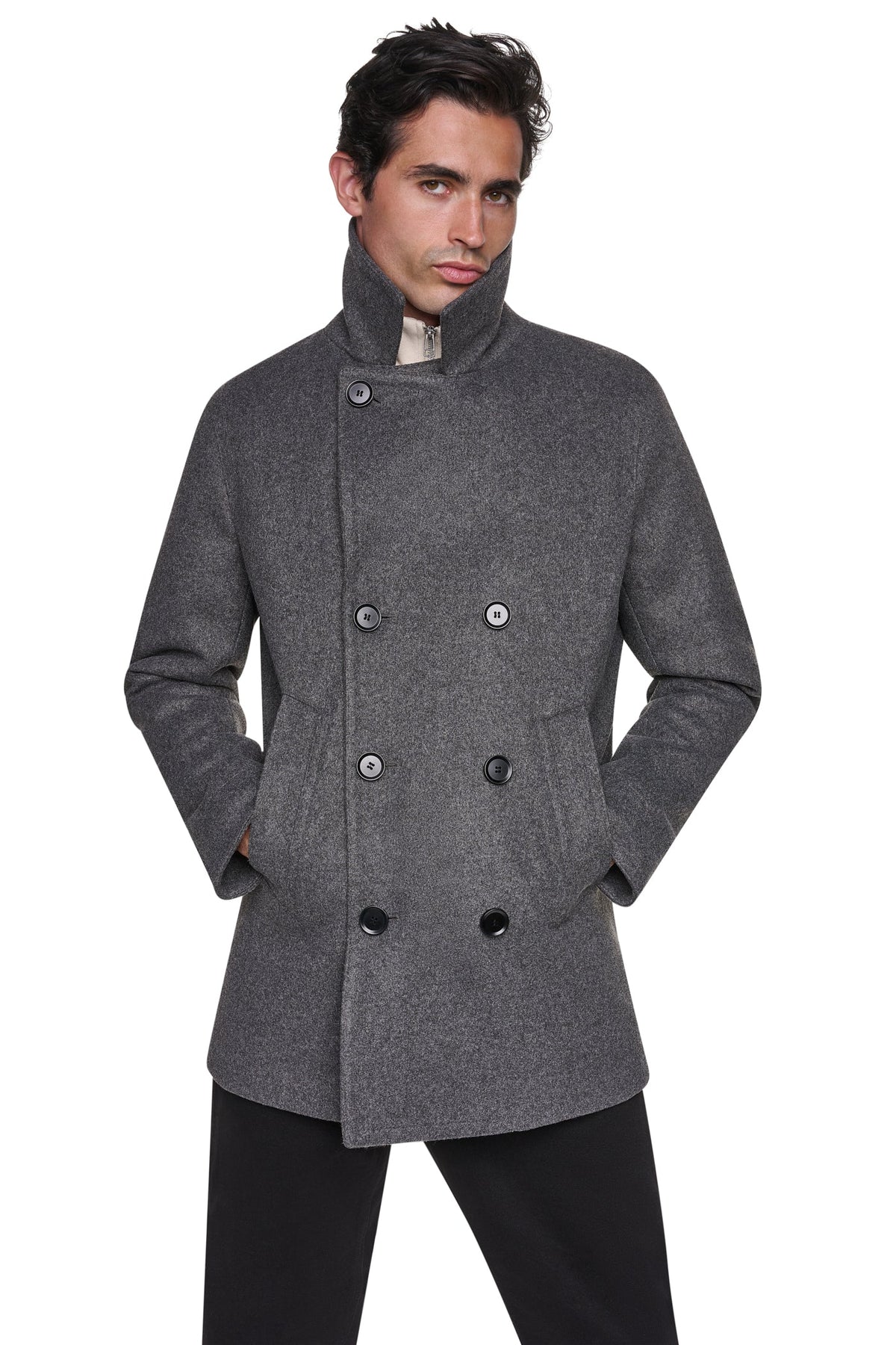 DKNY Men's Faux Wool Peacoat