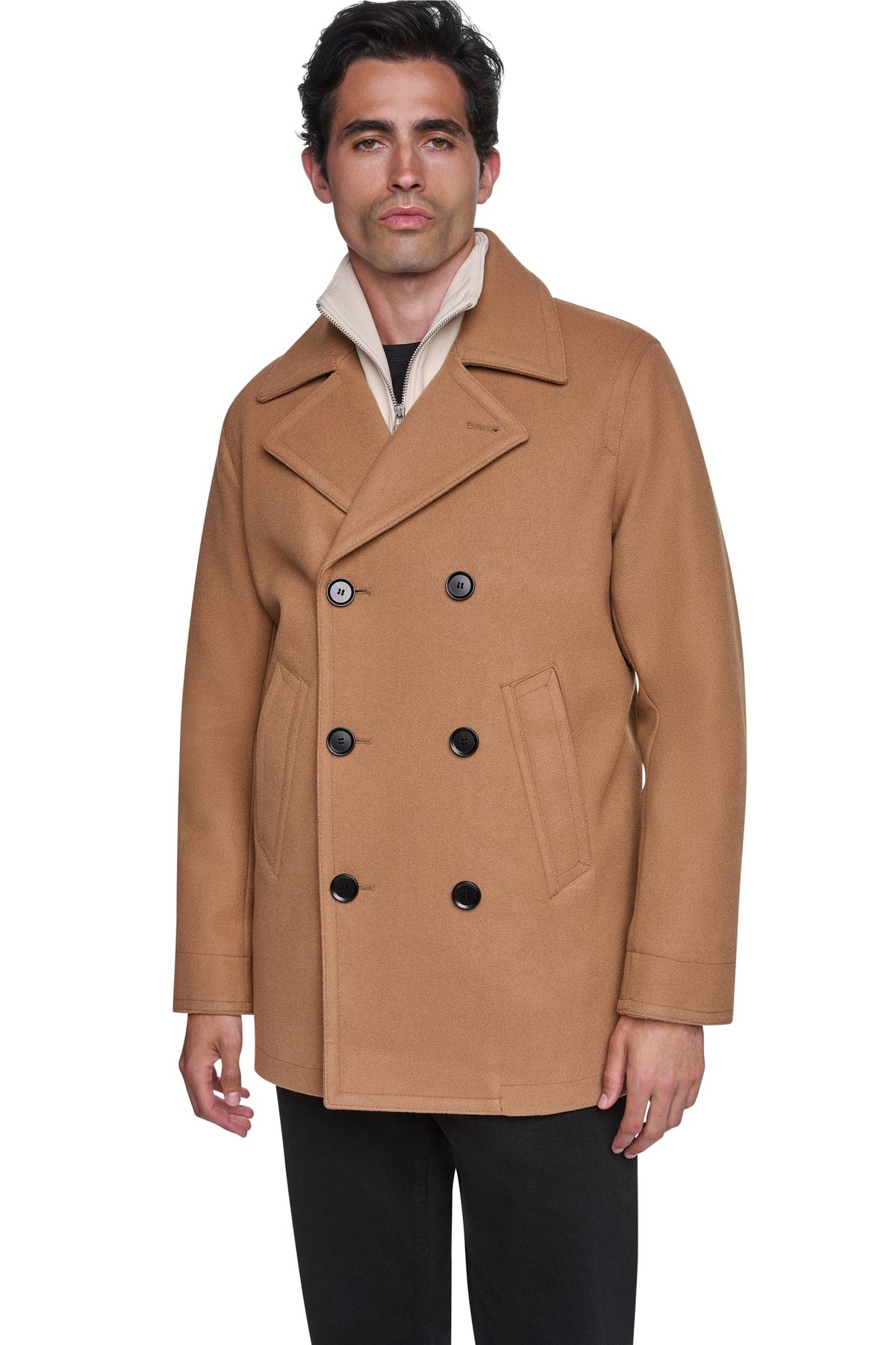 DKNY Men's Faux Wool Peacoat