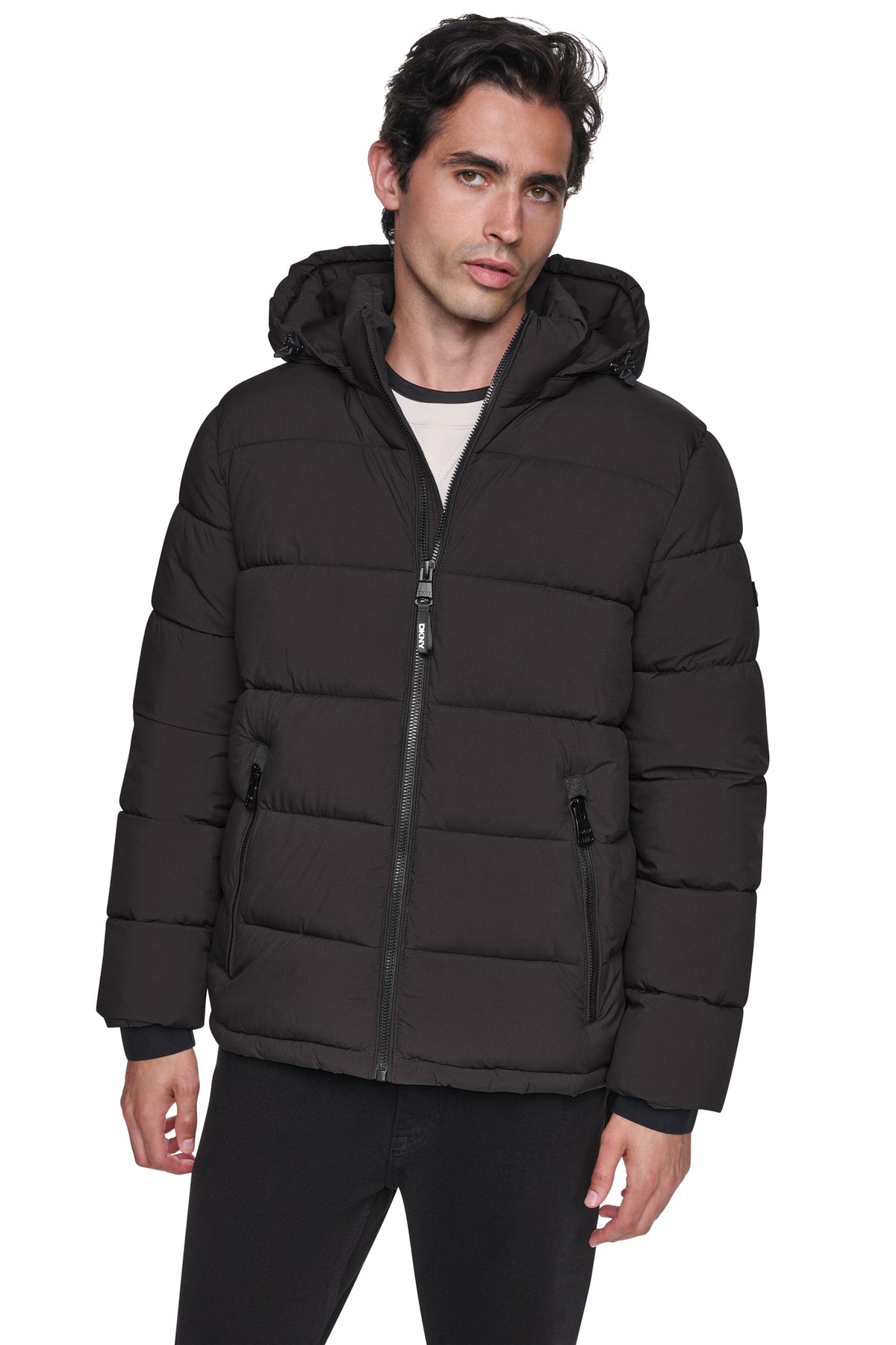 DKNY Heavy Weight Hooded Puffer - Coffee