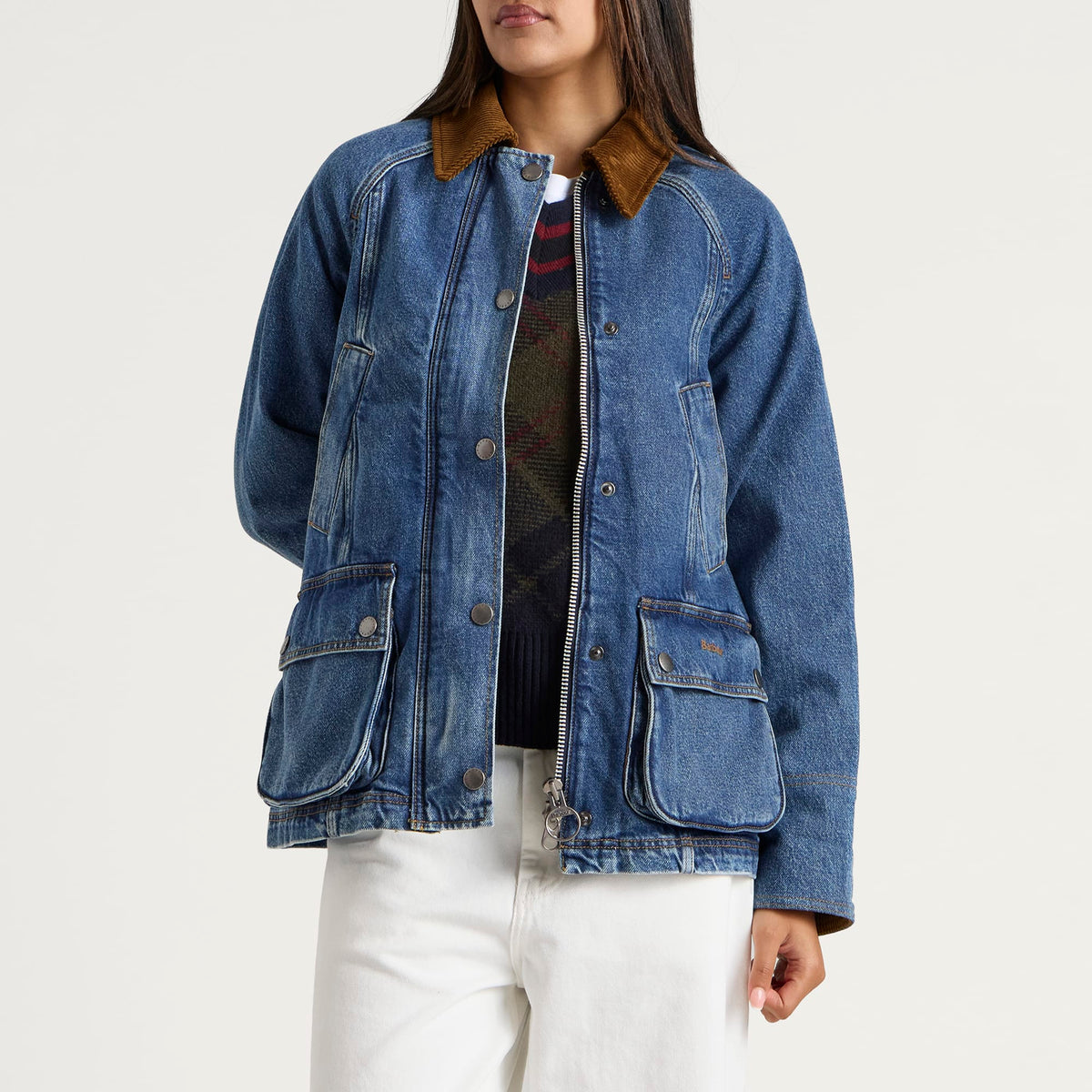 Barbour Women's Modern Beadnell Casual Denim Jacket – Mid Blue Denim & Classic