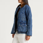 Barbour Women's Modern Beadnell Casual Denim Jacket – Mid Blue Denim & Classic