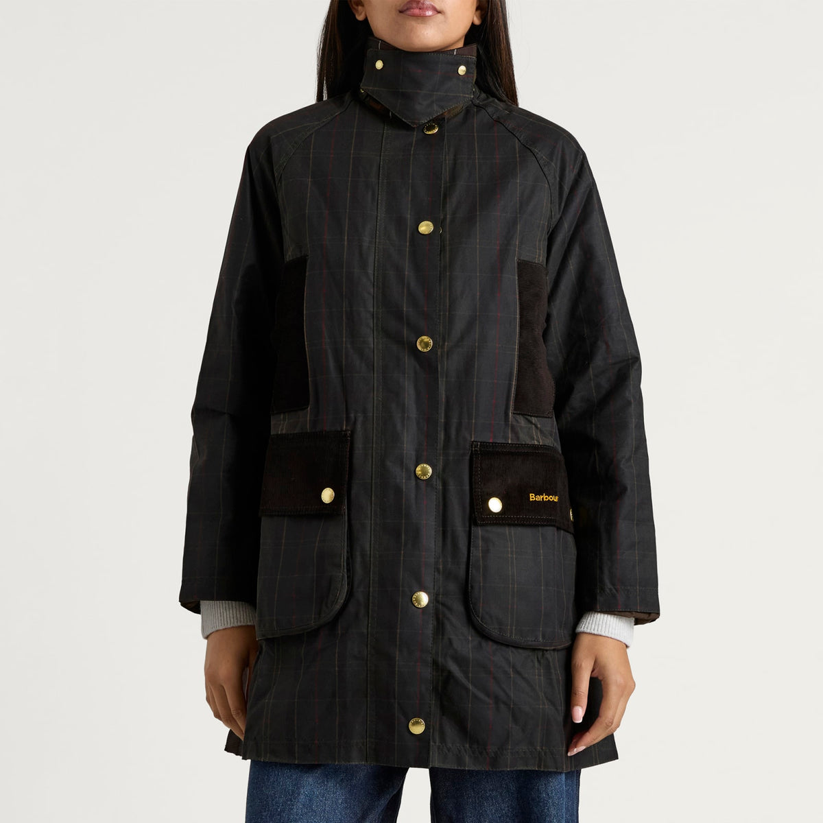 Barbour Women's Icons Modern Beaufort Waxed Cotton Jacket – Classic Tartan & Olive