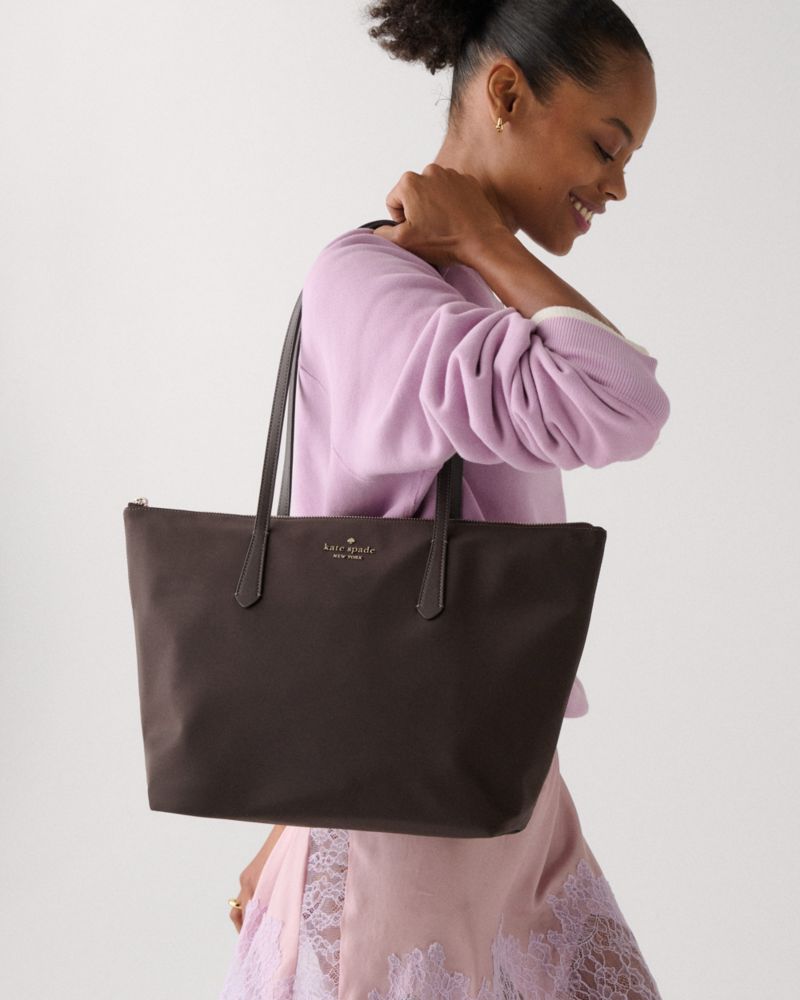 Kate Spade Kitt Ksnyl Tote Bag Hot Fudge detail