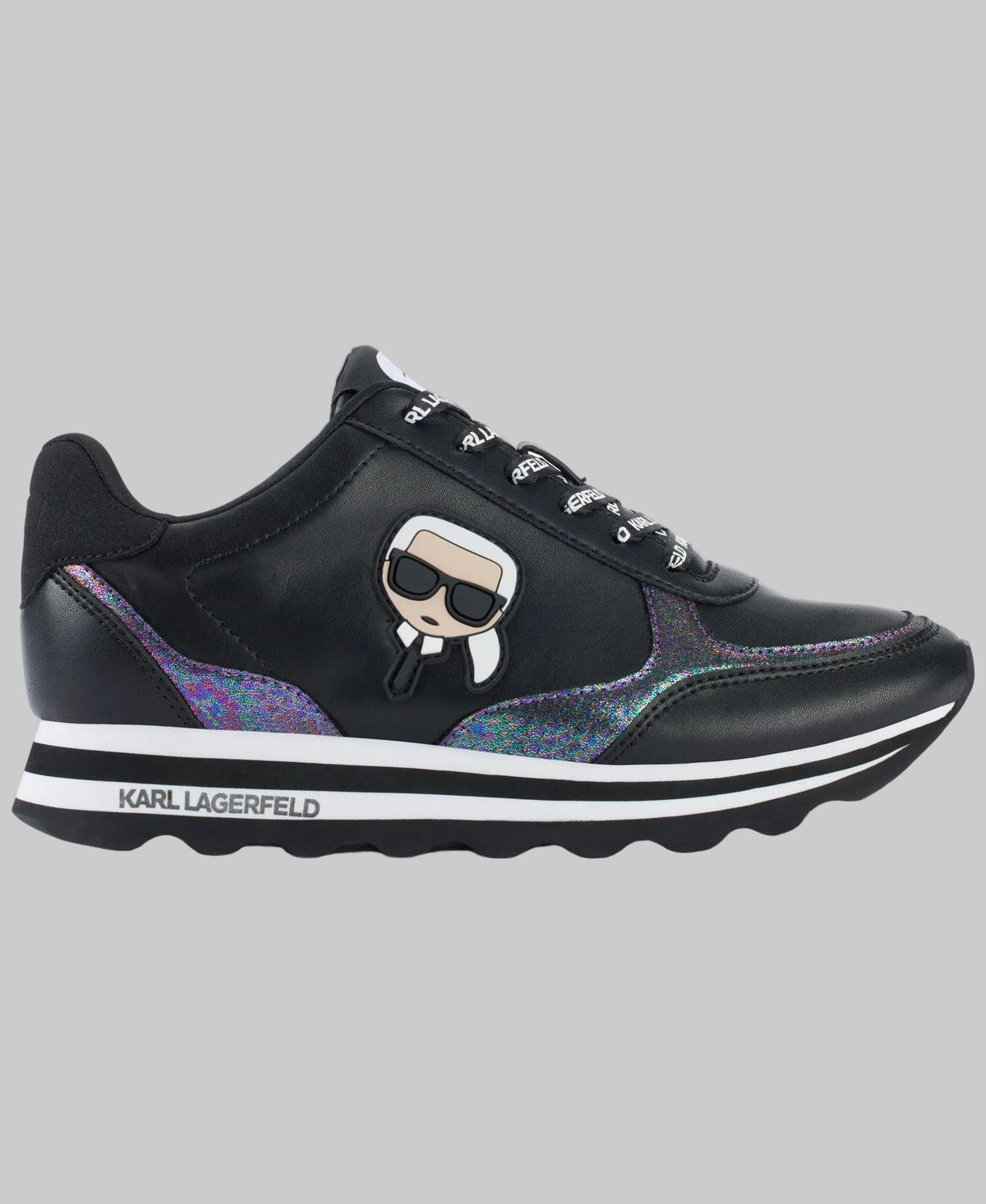 Karl Lagerfeld Meade Glitter Trainer Sneaker Black