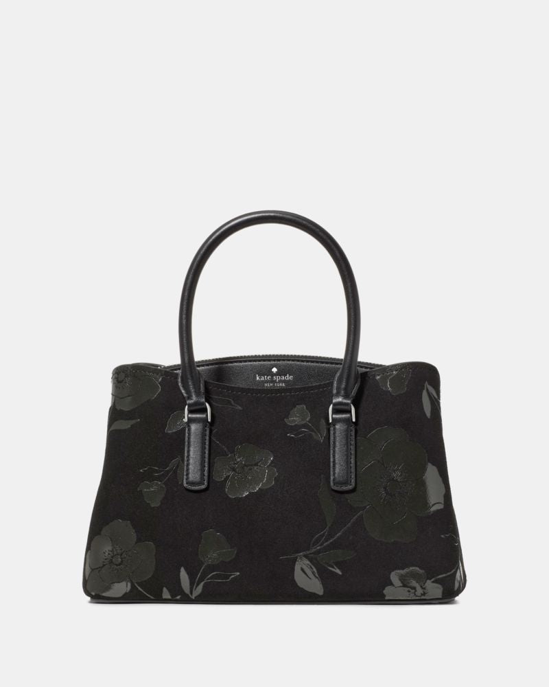 Kate Spade Thompson Street Floral Suede Small Satchel Bag - Black