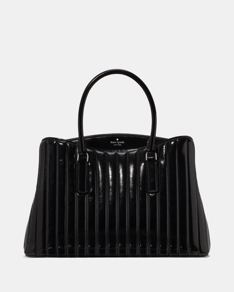 Kate Spade Thompson Street Shiny Quilted Satchel Bag - Black