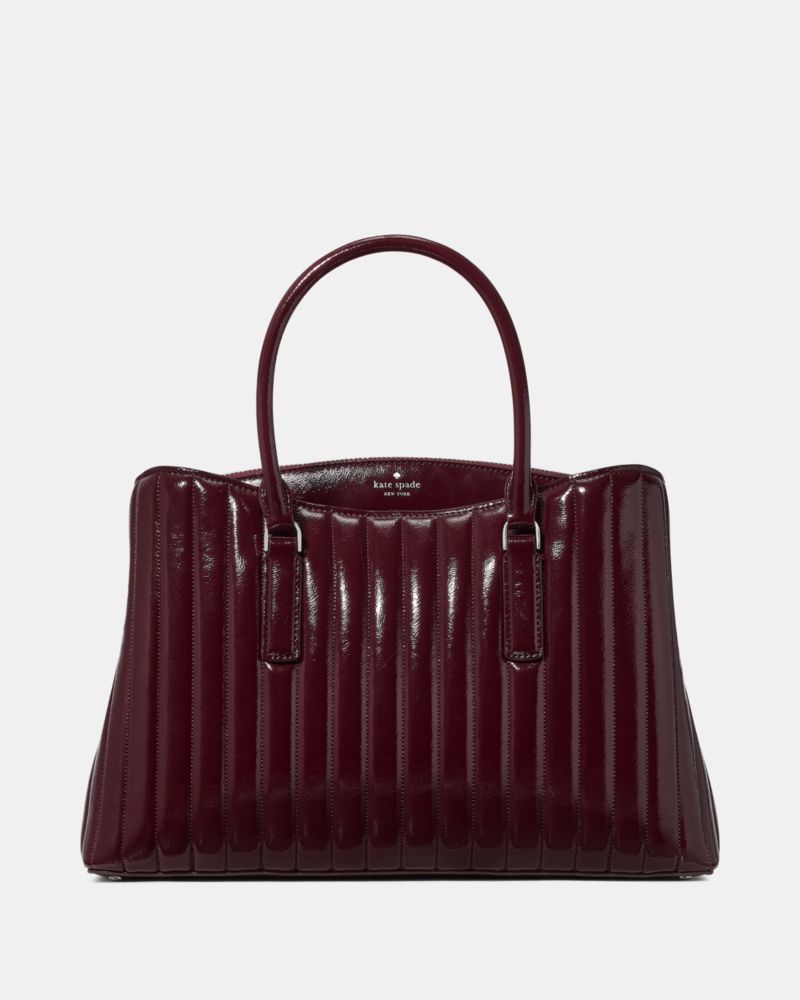 Kate Spade Thompson Street Shiny Quilted Satchel Bag - Dark Raspberry