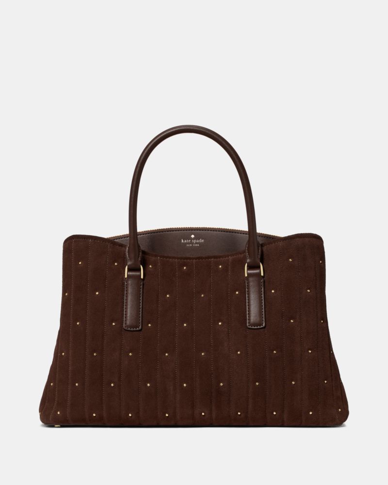 Kate Spade Thompson Street Quilted Suede Satchel Bag - Hot Fudge