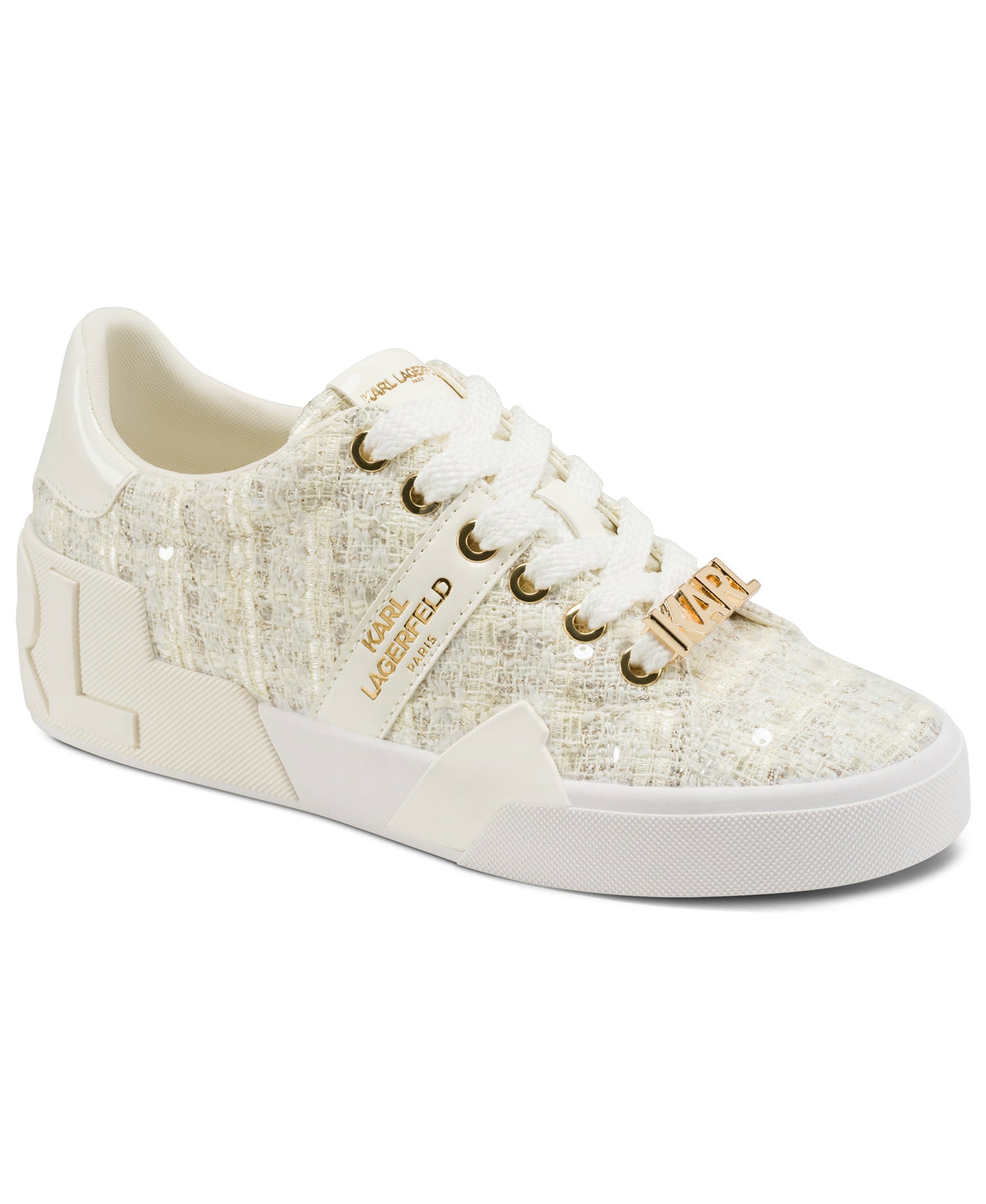 Karl Lagerfeld Mablyn Logo Lace-Up Sneaker Cream