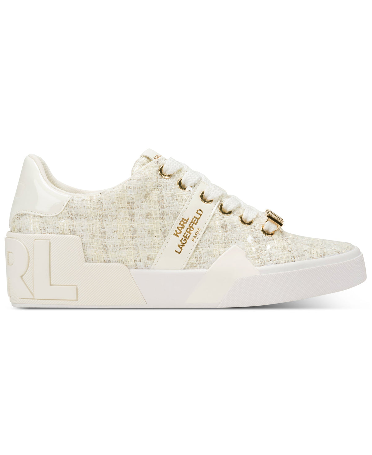 Karl Lagerfeld Mablyn Logo Lace-Up Sneaker Cream