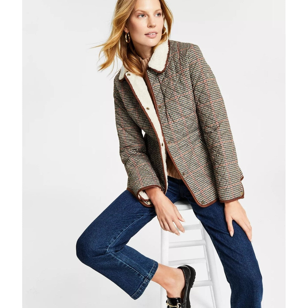 Ralph Lauren Women's Faux-Sherpa Collar Quilted Coat