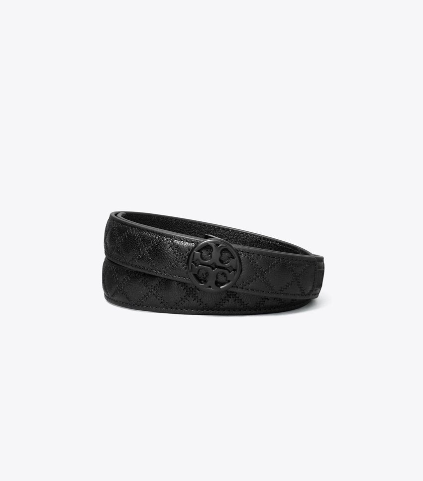 1" Willa Skinny Quilted Belt - Black