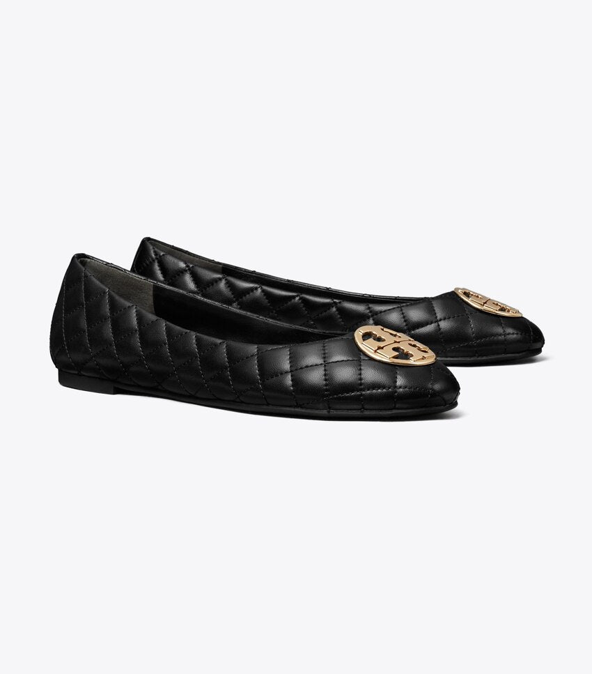 Chelsea Quilted Ballet Flat - Perfect Black / Rolled Brass