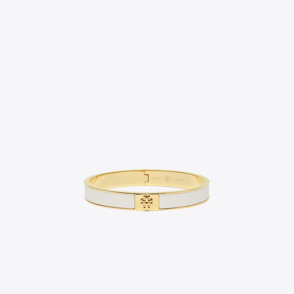 Tory Burch Slim Leather Inlay Cuff Tory Gold / New Ivory