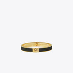 Tory Burch Slim Leather Inlay Cuff Tory Gold / Black