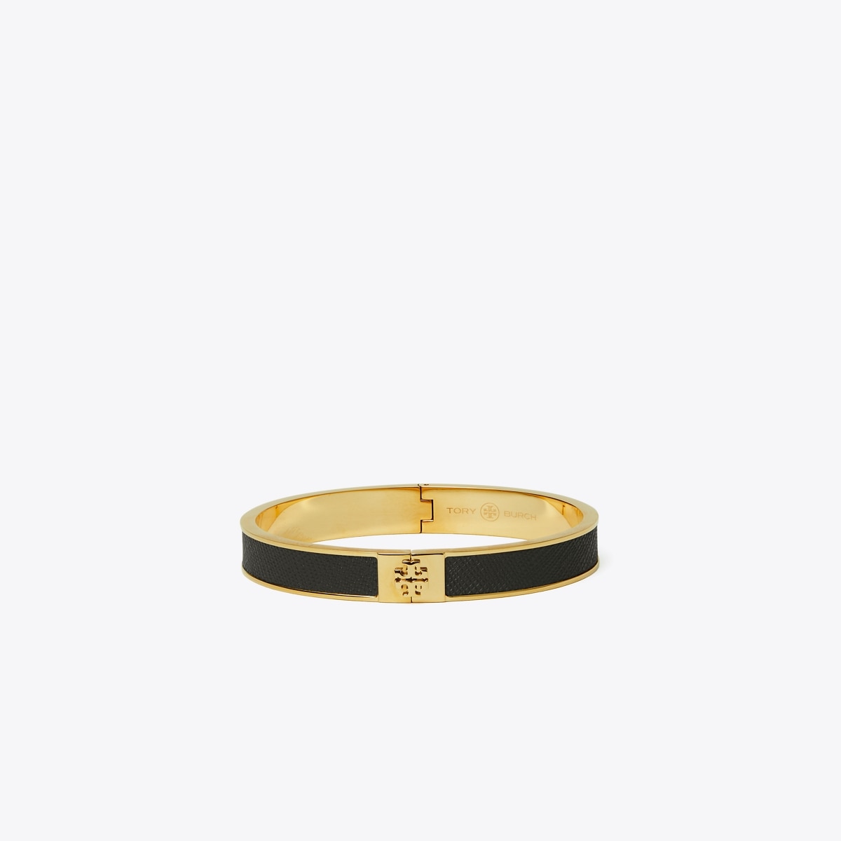 Tory Burch Slim Leather Inlay Cuff Tory Gold / Black