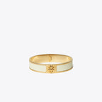 Tory Burch Small Leather Inlay Cuff Tory Gold / New Ivory