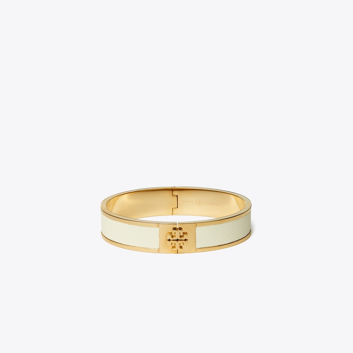 Tory Burch Small Leather Inlay Cuff Tory Gold / New Ivory