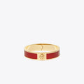 Tory Burch Small Embossed Leather Inlay Cuff Tory Gold / Red Sky