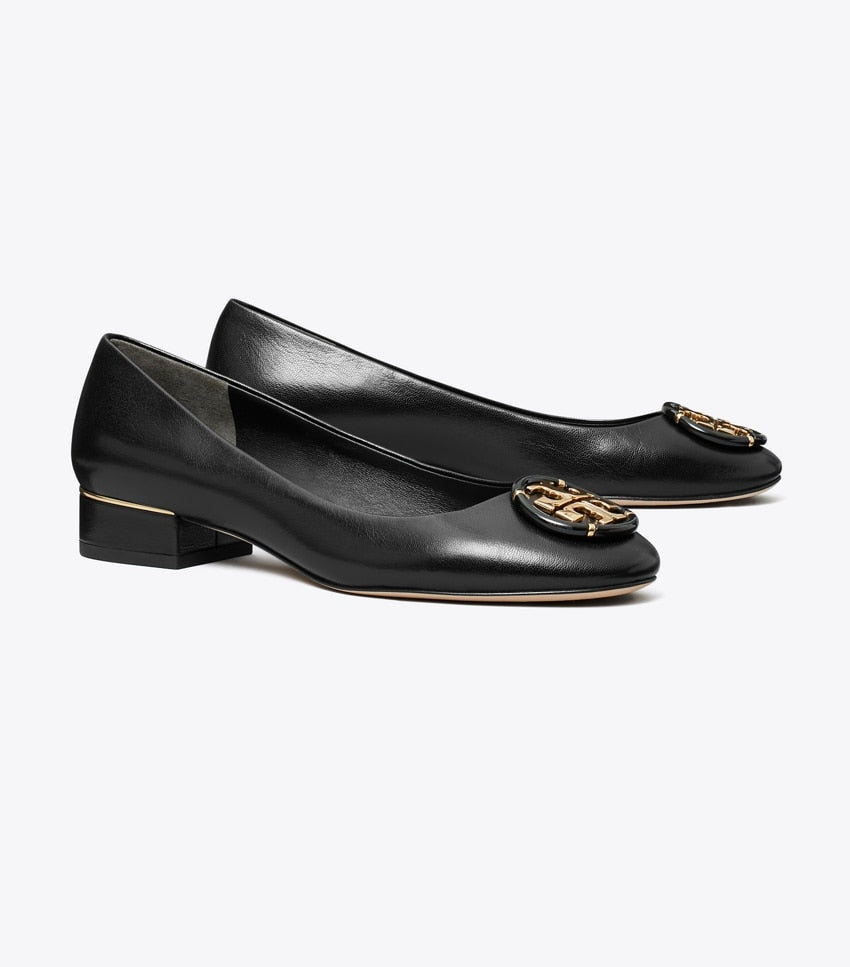 Tory Burch Multi Logo Block Heel - Perfect Black