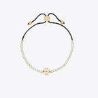 Tory Burch Textured Rope Logo Slider Bracelet - White