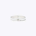 Tory Burch Slim Leather Inlay Cuff Tory Silver / Silver