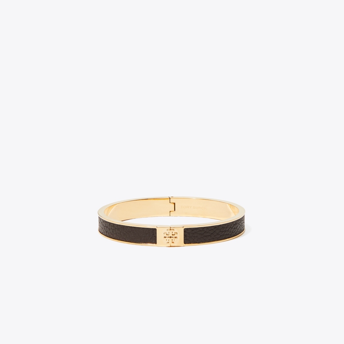 Tory Burch Slim Leather Inlay Cuff Tory Gold / Deep Brown