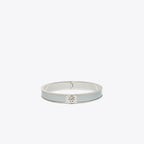 Tory Burch Slim Leather Inlay Cuff Tory Silver / Light Sea