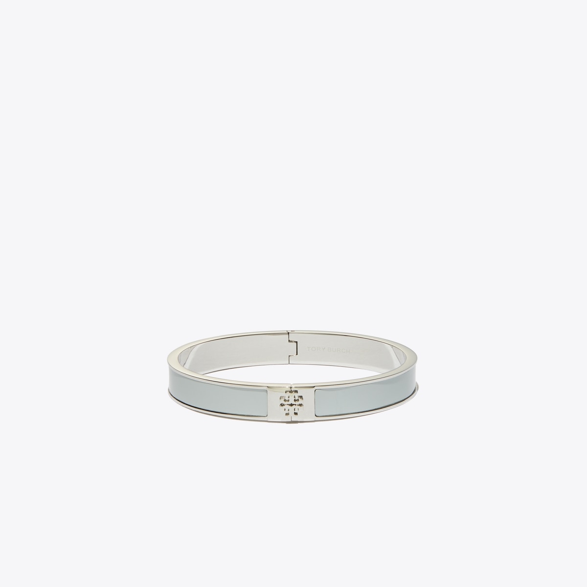 Tory Burch Slim Leather Inlay Cuff Tory Silver / Light Sea