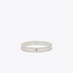 Tory Burch Slim Leather Inlay Cuff Tory Silver / Pink Snow