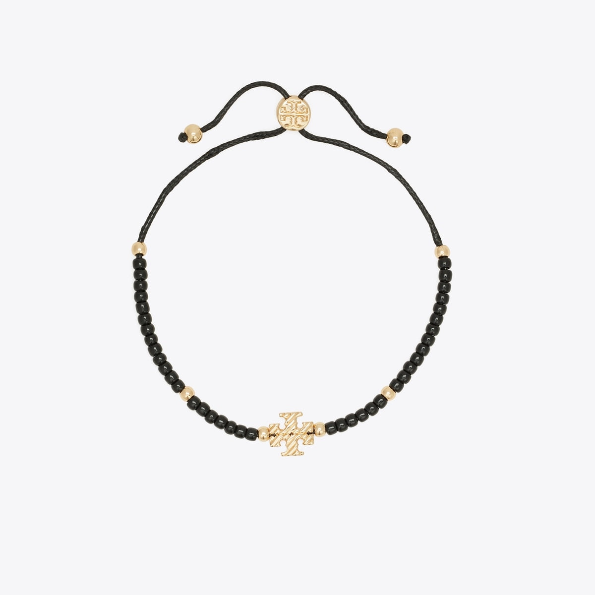 Tory Burch Textured Rope Logo Slider Bracelet - Black