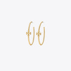 Tory Burch Textured Rope Logo Hoop Earrings - Gold