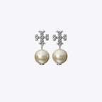 Tory Burch Textured Rope Logo Pearl Drop Earrings – Küpe