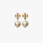 Tory Burch Textured Rope Logo Pearl Drop Earrings – Küpe