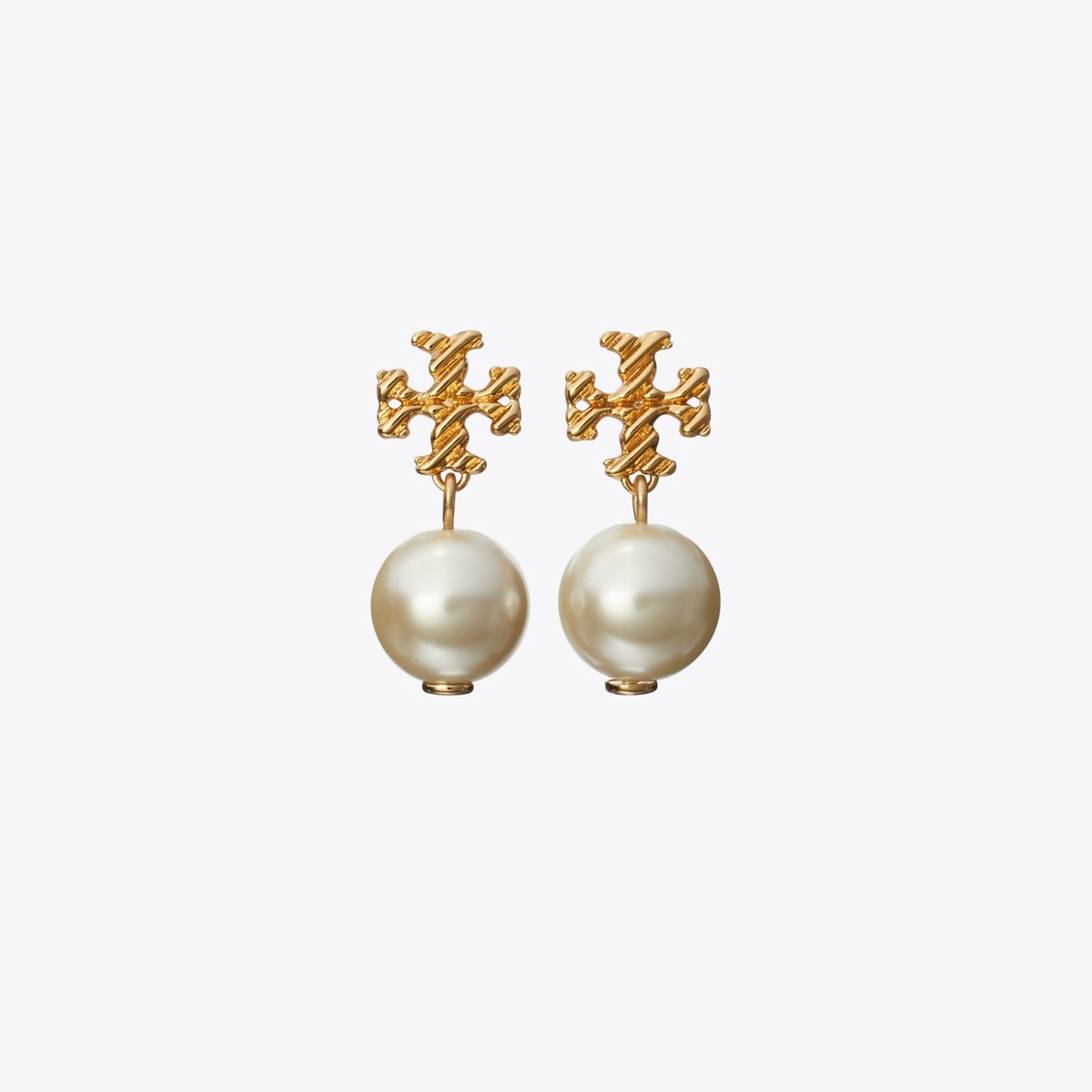Tory Burch Textured Rope Logo Pearl Drop Earrings – Küpe