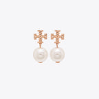 Tory Burch Textured Rope Logo Pearl Drop Earrings – Küpe