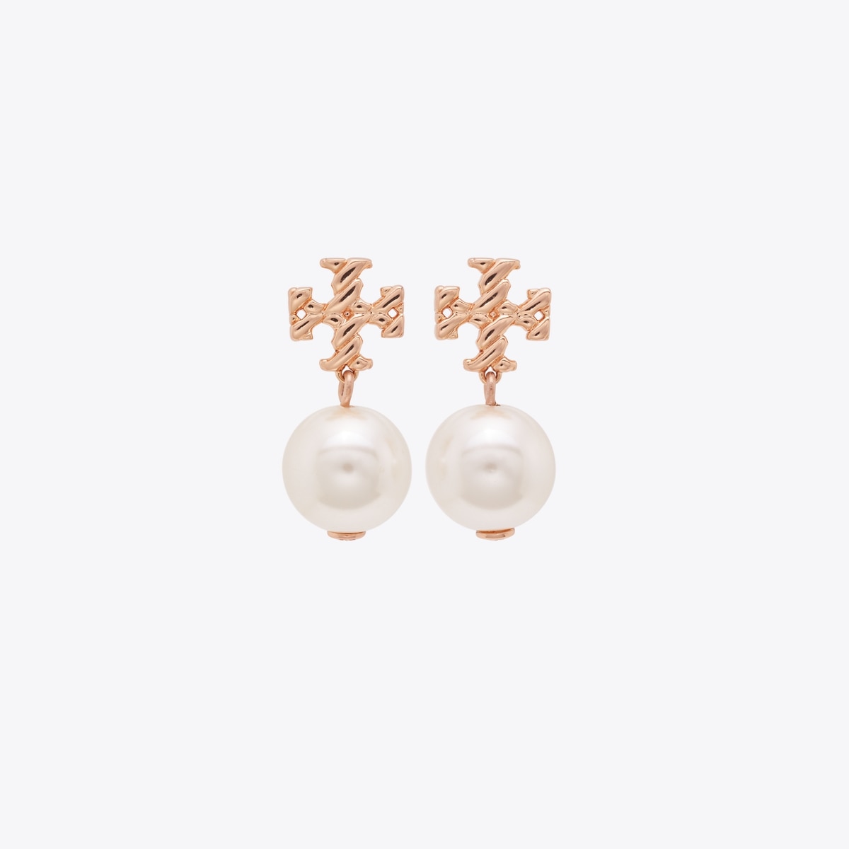 Tory Burch Textured Rope Logo Pearl Drop Earrings – Küpe