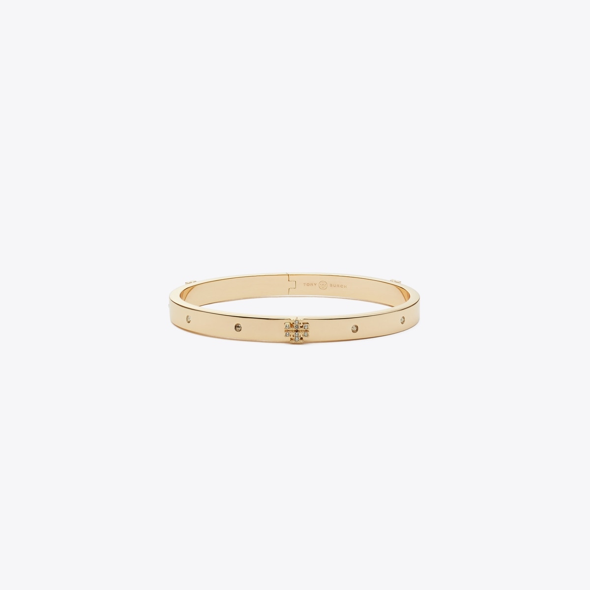 Tory Burch Pavé Logo Hinge Bangle - Gold