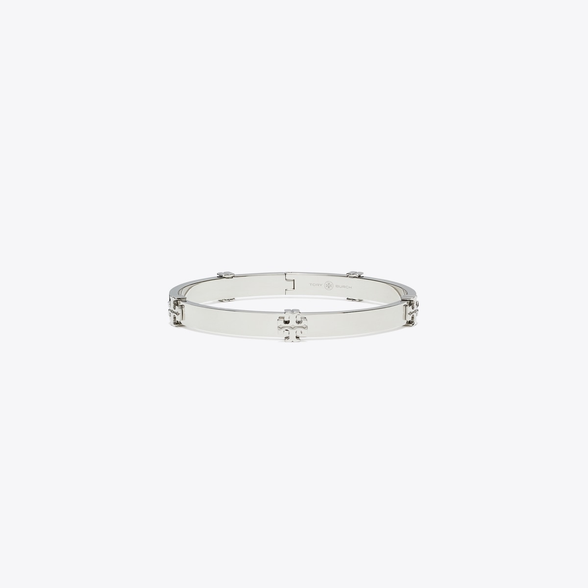 Tory Burch Classic Logo Hinge Bangle - Silver