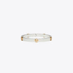 Tory Burch Classic Logo Hinge Bangle - Silver/Gold