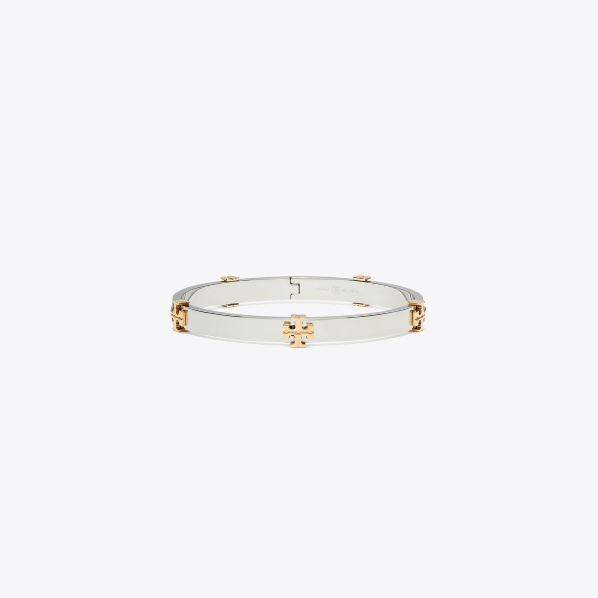 Tory Burch Classic Logo Hinge Bangle - Silver/Gold